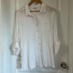 SERENGETI GAUZE WHITE BUTTON DOWN SZ L